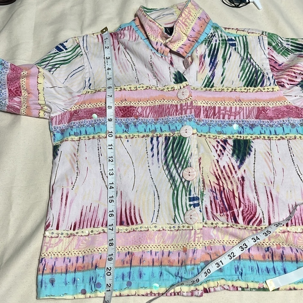 N.D.S. Long Sleeve Multi Color Sequins Top/Blazer (104T) - Picture 9 of 10